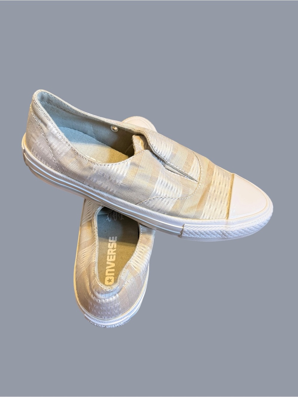 Converse Slip-On Sneakers in Cream and White